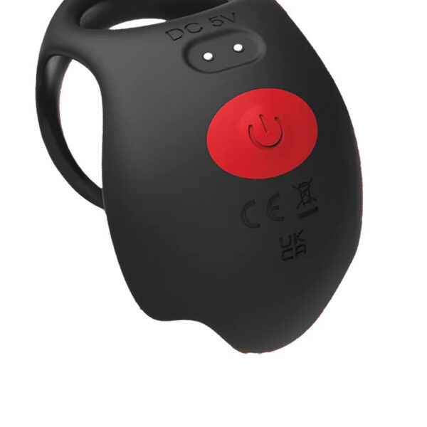 Red Dot Vibrating Cock Ring V3 With Remote - Black/red