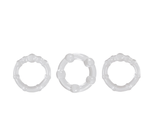 Renegade Rings - choose from two low-cost cock ring sets. The Stamina Rings feature 3 colors of your favorite super stretchy TPE rings for varied combinations of play. The intensity Rings are 3 different clear TPE super stretchy rings designed for maximum pleasure for you and your partner. Suitable for all lubricants these low-priced rings are sure hit.