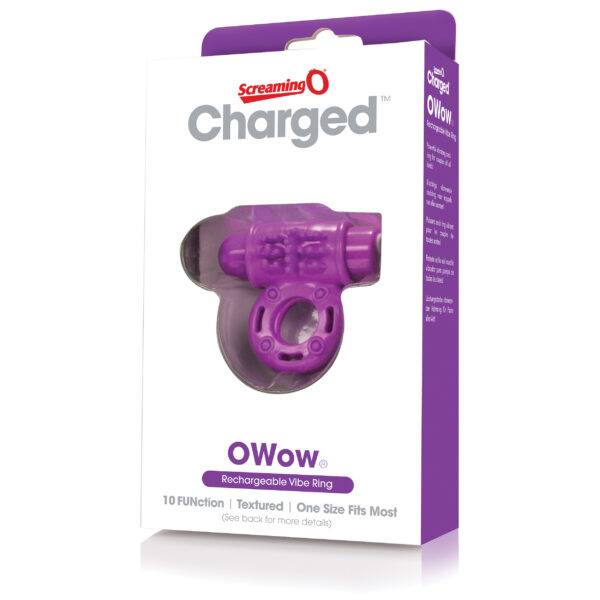 Charged Owow Rechargeable Vibe Ring - Purple - 6  Count Box