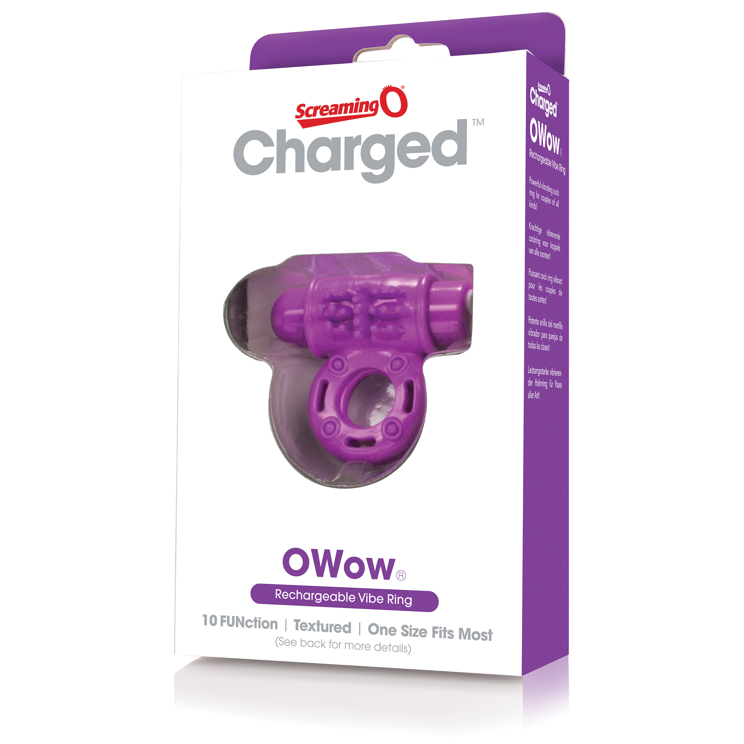 Charged Owow Rechargeable Vibe Ring - Purple - 6 Count Box