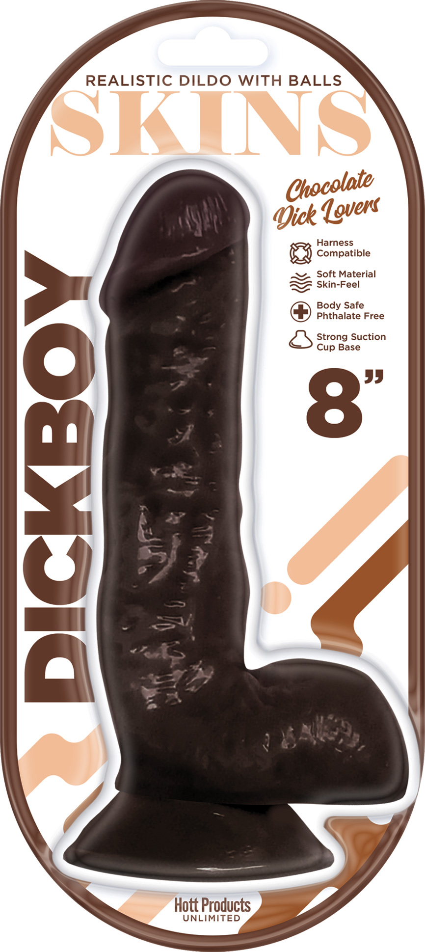 Dickboy - Skins - Dildo With Balls - 8 Inch - Chocolate Dick Lover