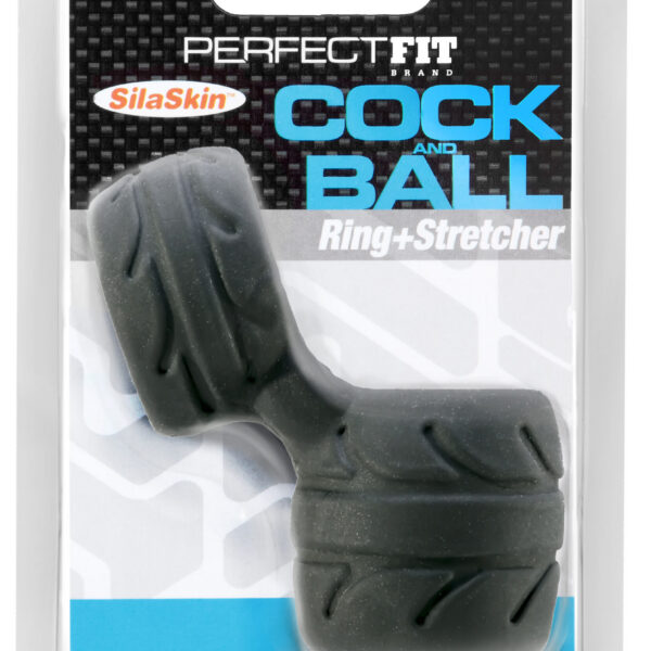 Silaskin Cock & Ball Ring and Stretcher - Black