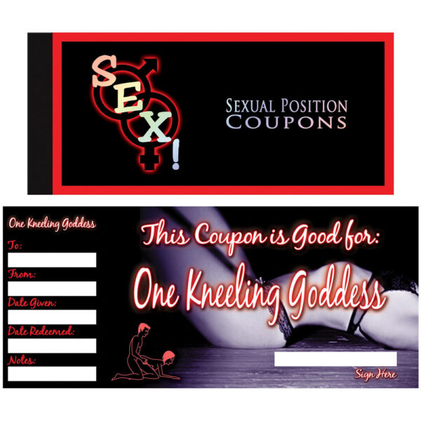 Twenty romantic sex coupons to give to your lover whenever you are feeling generous.. and in the mood for hot sex. Each coupon offers a unique sexual position.