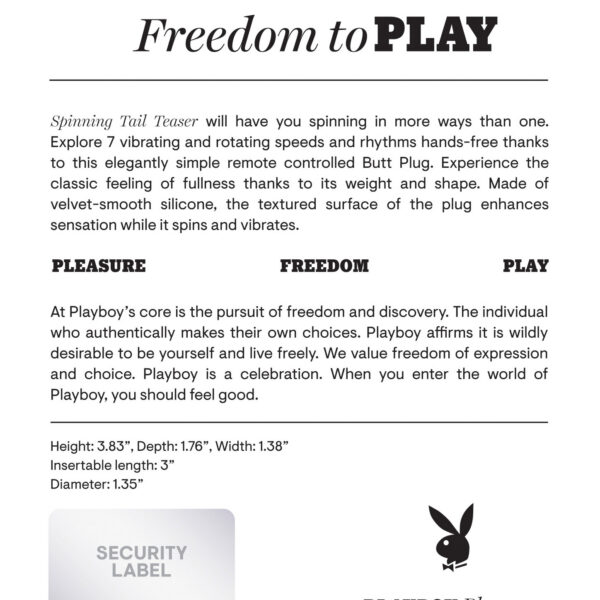 Playboy Pleasure - Spinning Tail Teaser - Butt Plug - Deep Teal