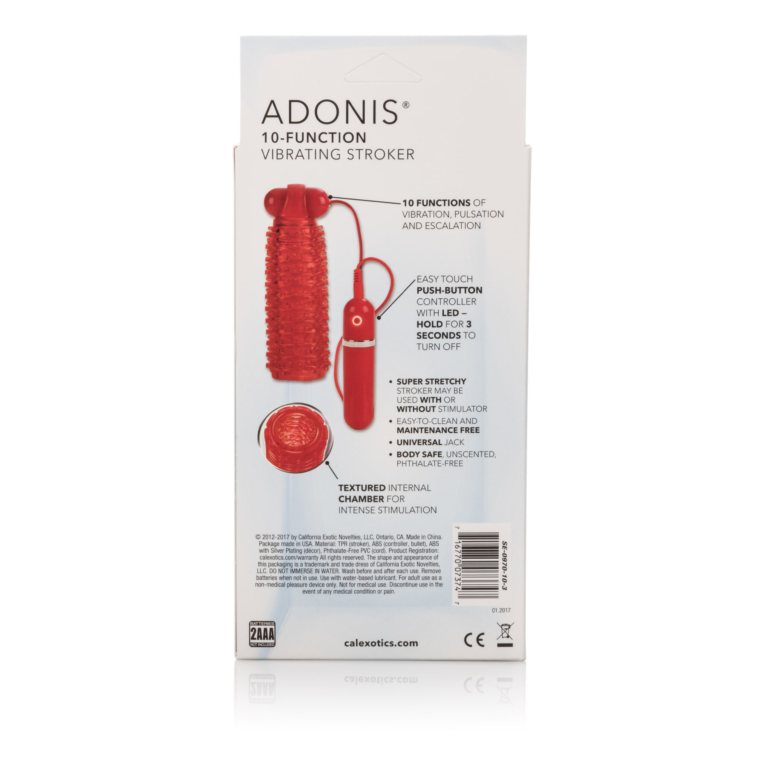 10-Function Adonis Vibrating Strokers - Red - Image 3