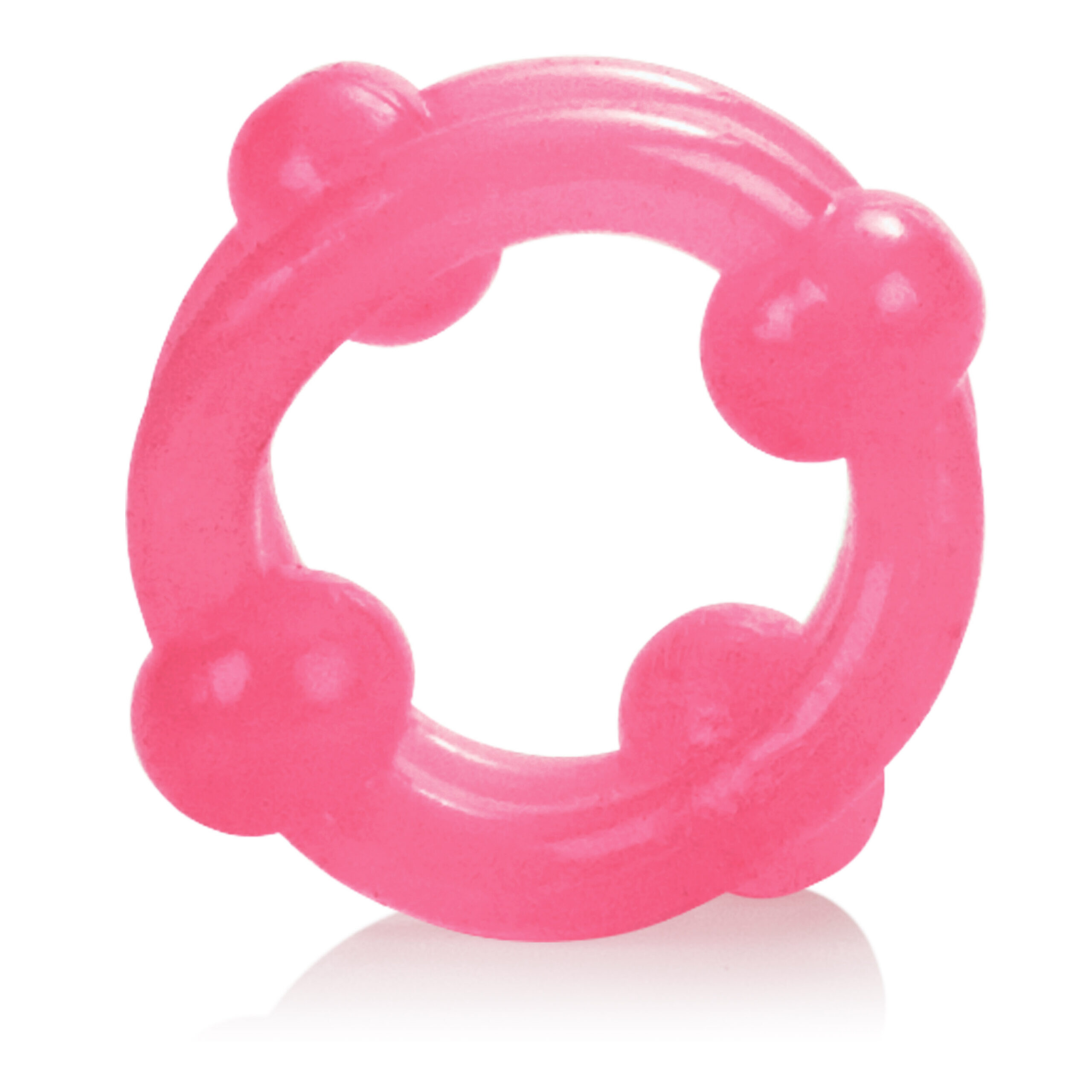 peak performance and extended play. The super stretchy glow-in-the-dark rings are supplied in a pair and are designed for comfortable wear during prolonged intimate encounters. The stackers boast smooth contours and sensual stimulation beading