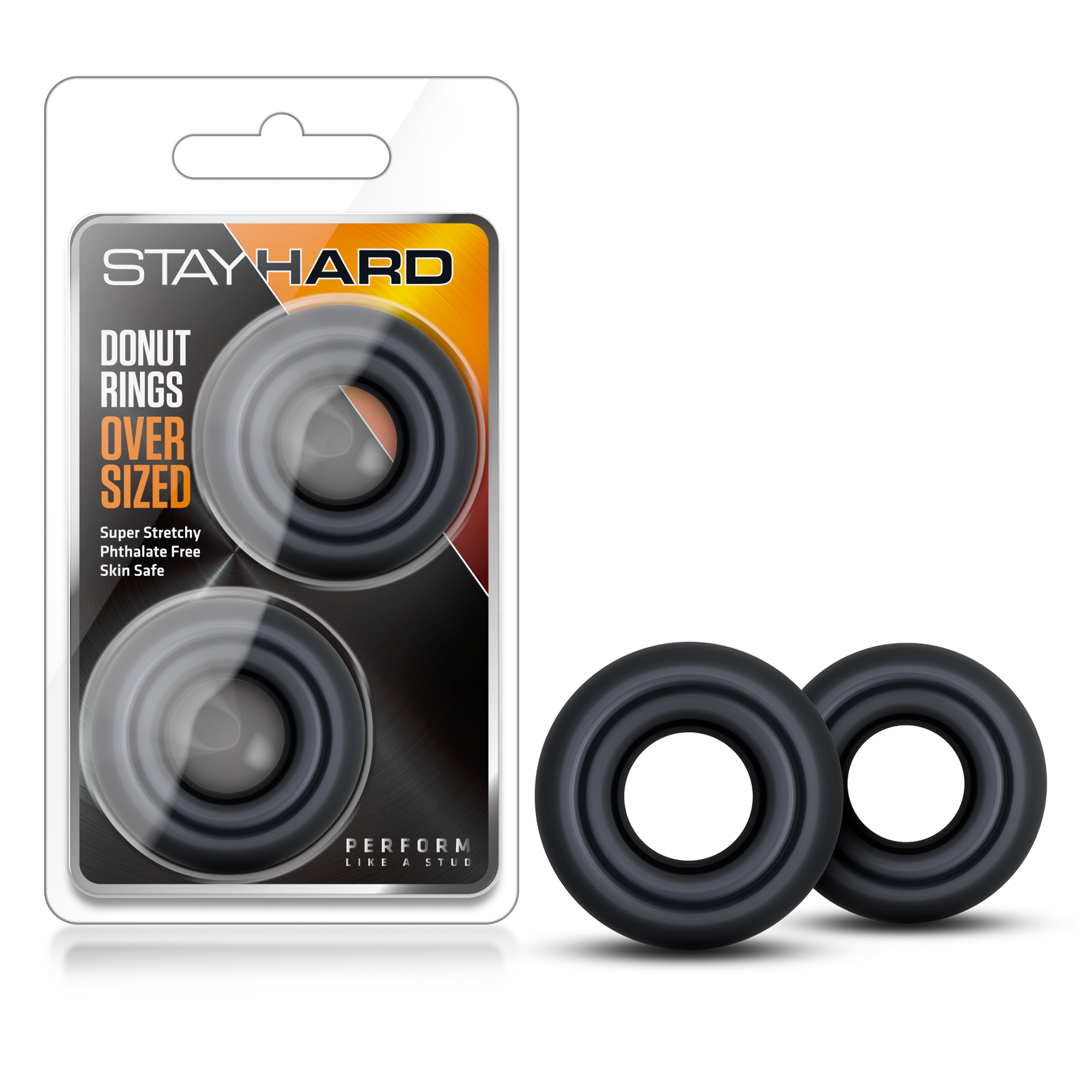 Perform like the stud you are! These Stay Hard Rings are a simple seductive add-on to prolong your erection so you can prolong your sessions with your partner! Stay Hard cock rings provide amazing benefits as these can be used around the shaft or both the shaft and the testicles to increase both your size and stamina. Now 33% thicker than regular Stay Hard Donut rings to improve your stamina even more! Stay Hard Donut cock rings are also made of body safe and super stretchy Elastomer for your safety and hygiene during your intimate play. So pick up this Elastomer Donut Ring by Blush tonight