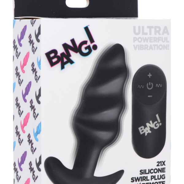 21x Silicone Swirl Plug With Remote -Black