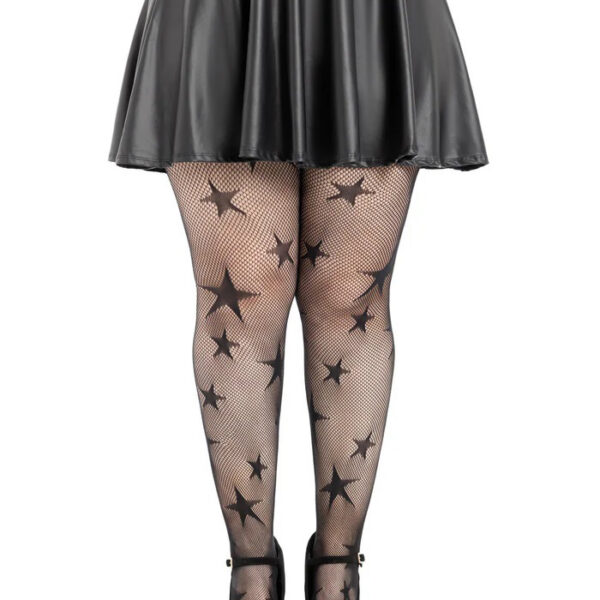 Star Net Tights - 1x 2x - Black