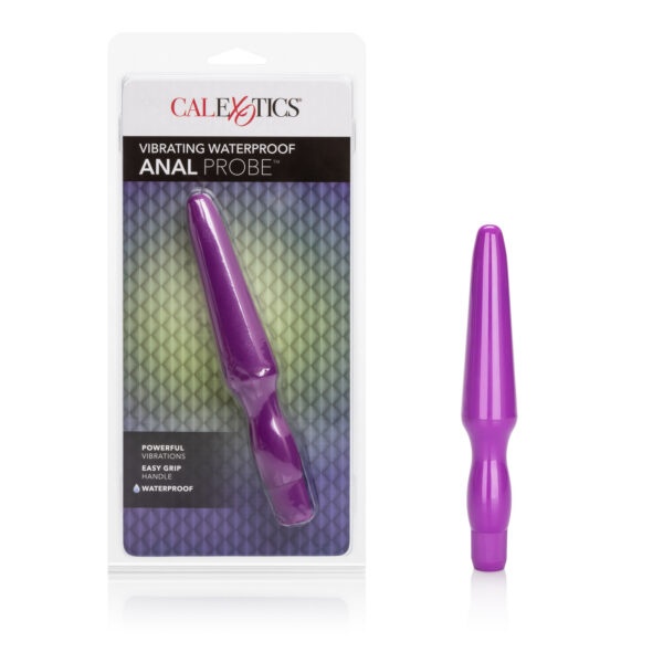 6.5 inch sleek and slender anal probe. Waterproof and multi-speed. Requires 2 AAA batteries.