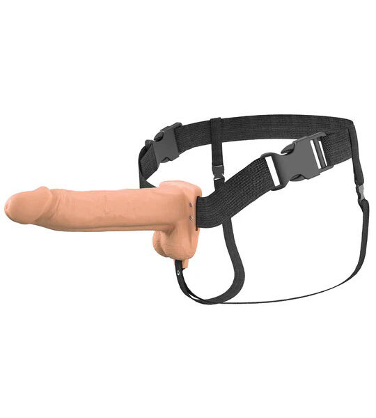 Fantasy X-Tensions Elite 8" Vibrating Hollow Silicone Strap-on - Light