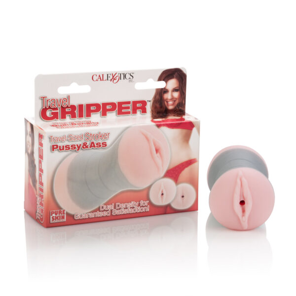 Complete travel sized masturbator with 2 ends. Dual density for the ultimate stroking action. Life-like look and feel. Heavy-duty one piece masturbator with ribbed suction chambers. Unique design for maximum grip.
