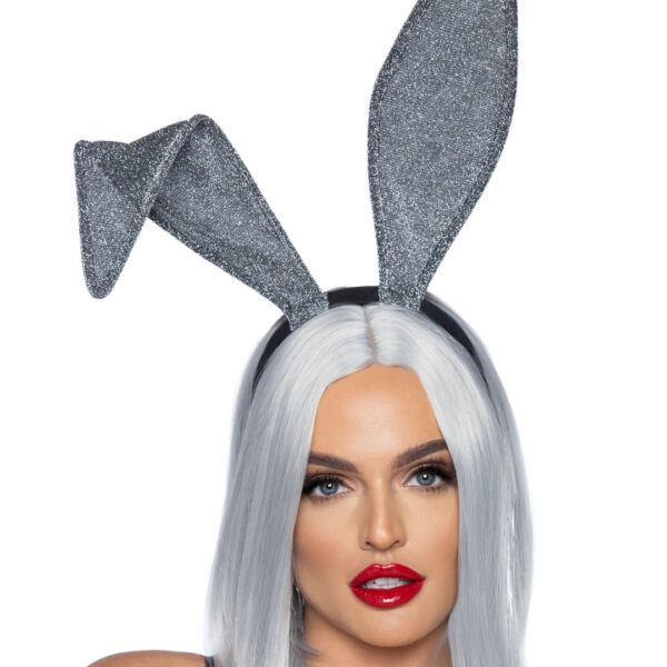 Glitter Bunny Ear Headband Silver