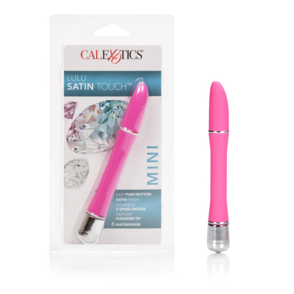 Satiny soft slender and discreetly sized personal massagers with pinpoint tips. Easy push button operation 2 speed.