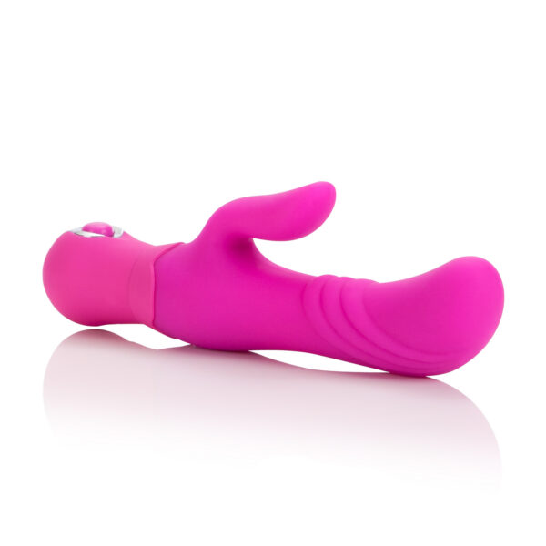 Silky soft luxurious Silicone dual massager. Petite design for versatile use. 3 powerful speeds. Easy push button controller.
