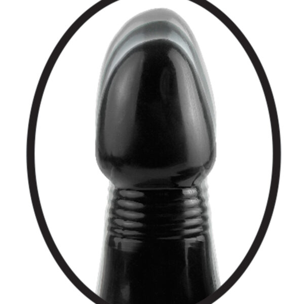 The Vibrating Thruster features a tapered tip to ease insertion and a whisper sensitive area. Use the waves on the remote control to cycle through seven unique pulsation patterns while the arrows control three powerful thrusting speeds. Take advantage of the super strong suction cup base for an effortless wall banging good time.
