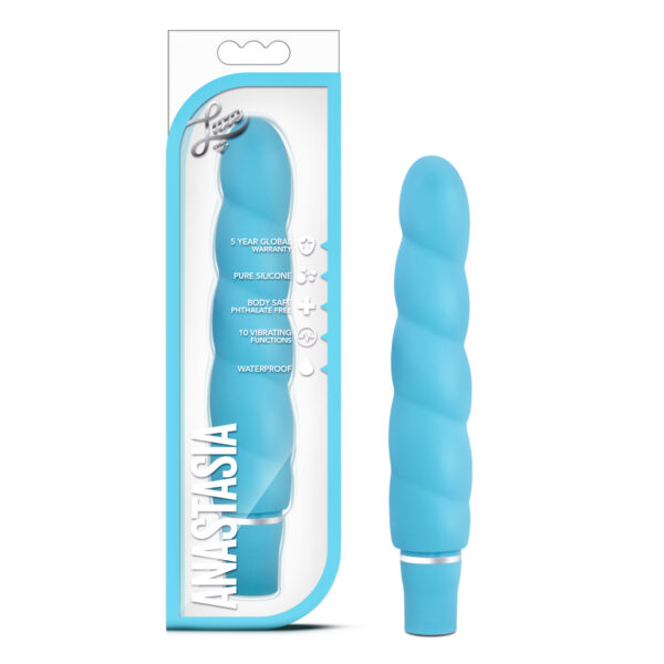 Anatasias seductive shape embodies the spirit of Blush Novelties Luxe Line. Gorgeous to behold and sensuous to the touch with a smooth satin finish Anatasia stands 5.25 inches with 4.75 inches of accessible play. Set in motion her duet of push button vibrations with 1 AA battery. Made of Anastasia has a waterproof motor to ensure safe shower play.