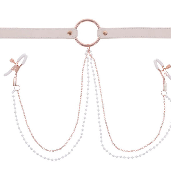 Peaches N Creame Collar With Nipple Clamps - Pink