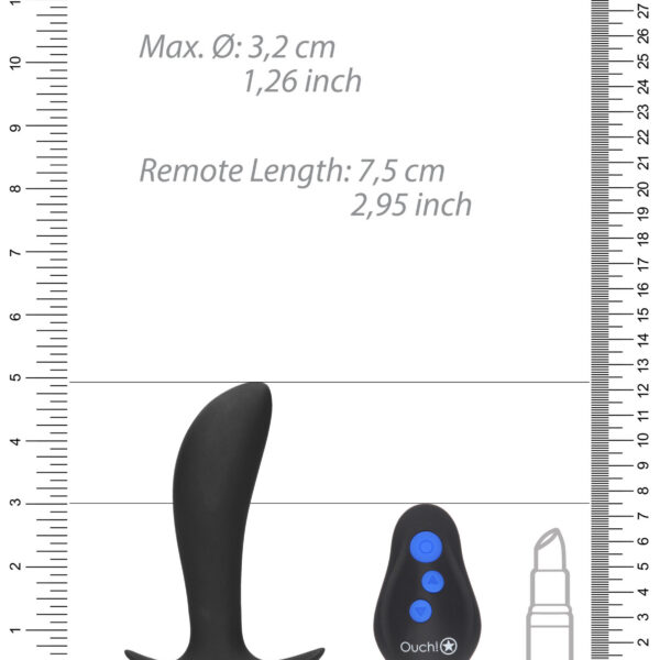 E-Stimulation and Vibration Butt Plug With Wireless Remote Control - Black