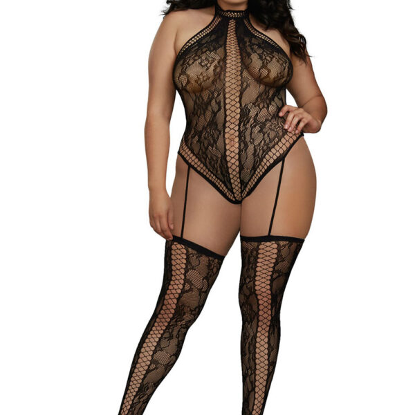 Teddy Bodystocking - Queen Size - Black