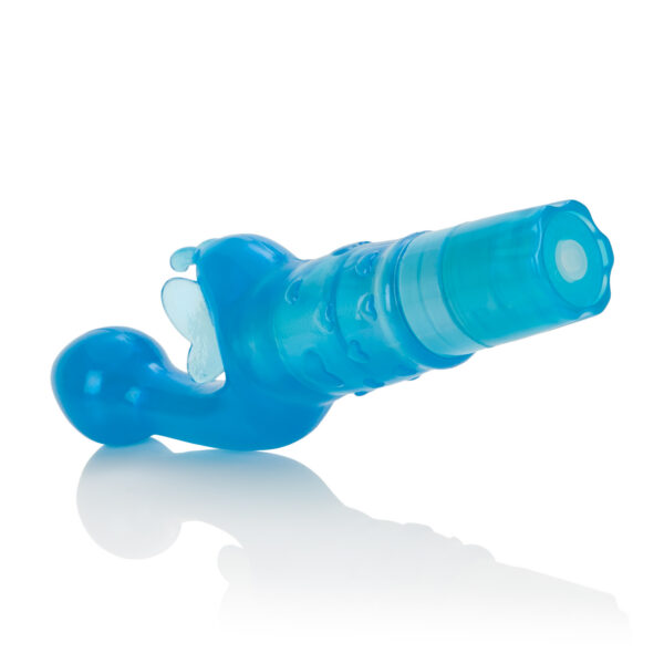 The ultimate in total feminine arousal. Sensually designed power packed arousal with a delicately shaped G-spot stimulator. 3-speed. Intense power. Optimum fluttering wings to tease and tantalize. Sized for beginners and advanced users.
