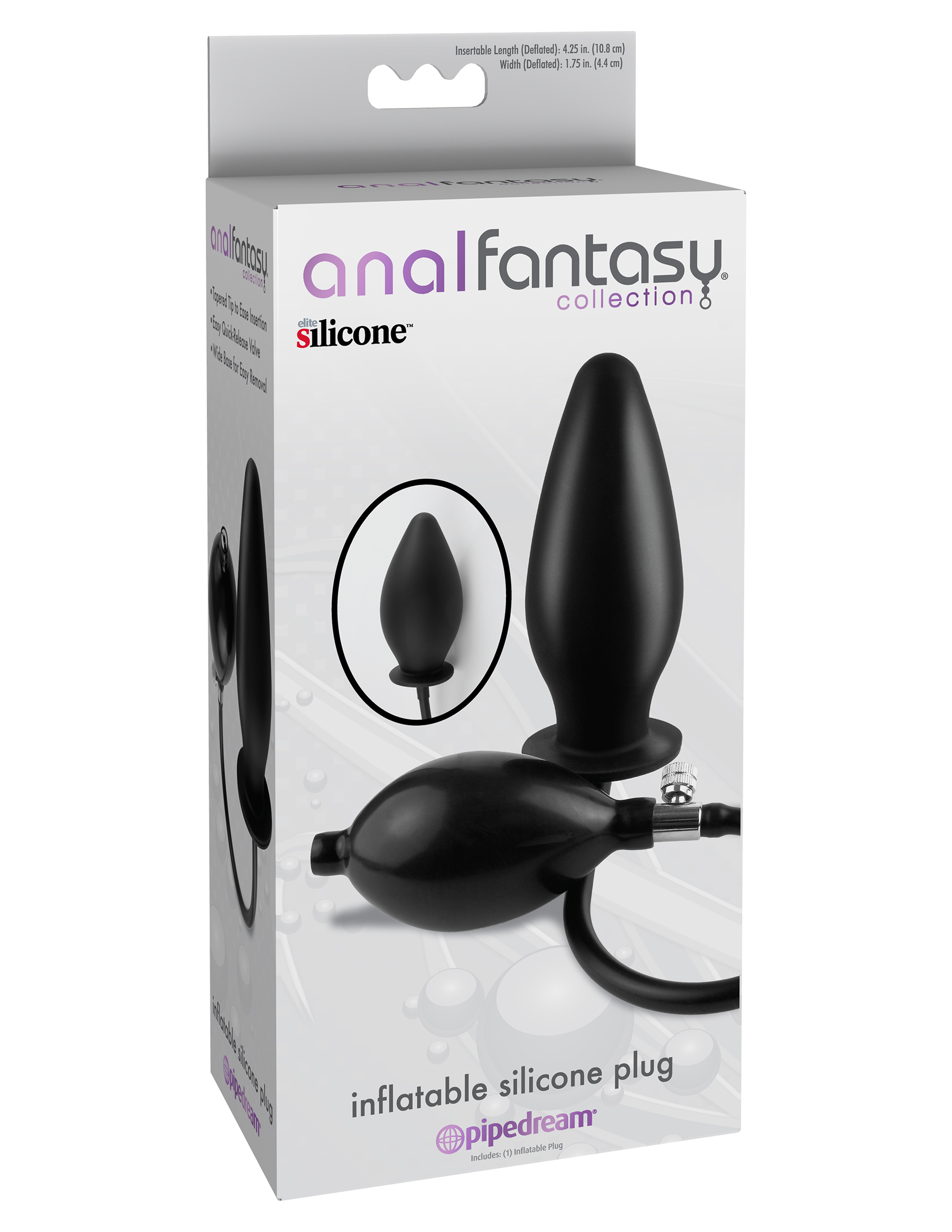 Anal Fantasy Collection Inflatable Silicone Plug - Black - Image 3