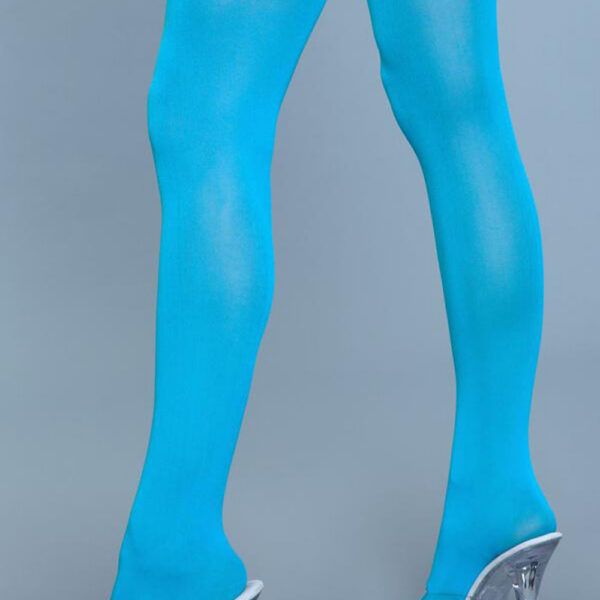 Opaque Nylon Thigh Highs - Turquoise - One Size