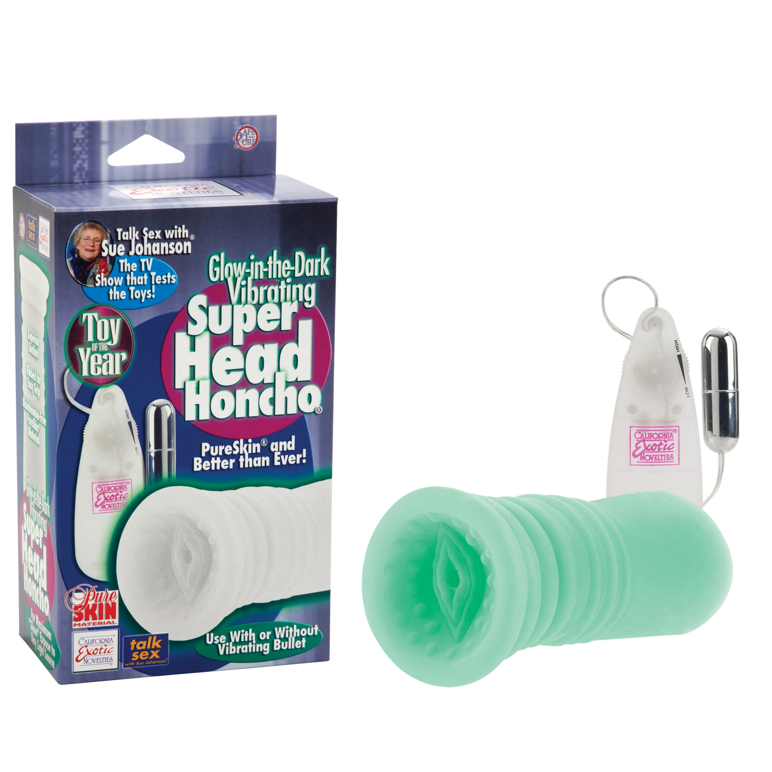 Sue Johanson Glow-in-the-Dark Vibrating Super Head Honcho - White - Image 3