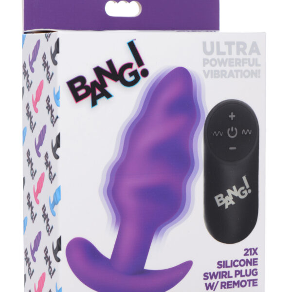 21x Silicone Swirl Plug With Remote - Purple