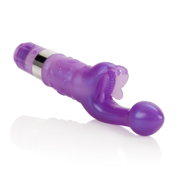 Tantalize your intimate pleasure spots with the Platinum Edition Butterfly Kiss. The discreet feminine arouser boasts 9 intense vibration