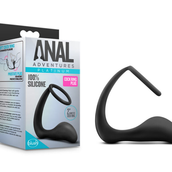 Anal Adventures - Platinum - Cock Ring Plug - Black