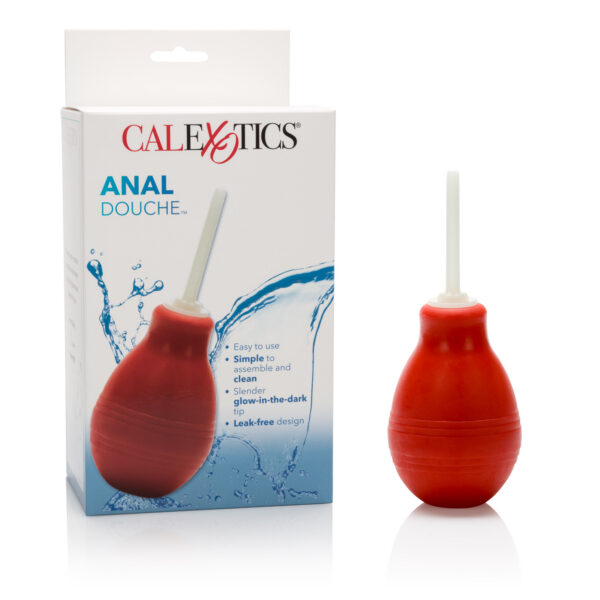 Easy to assemble and clean water refillable douche with a glow-in-the-dark applicator.