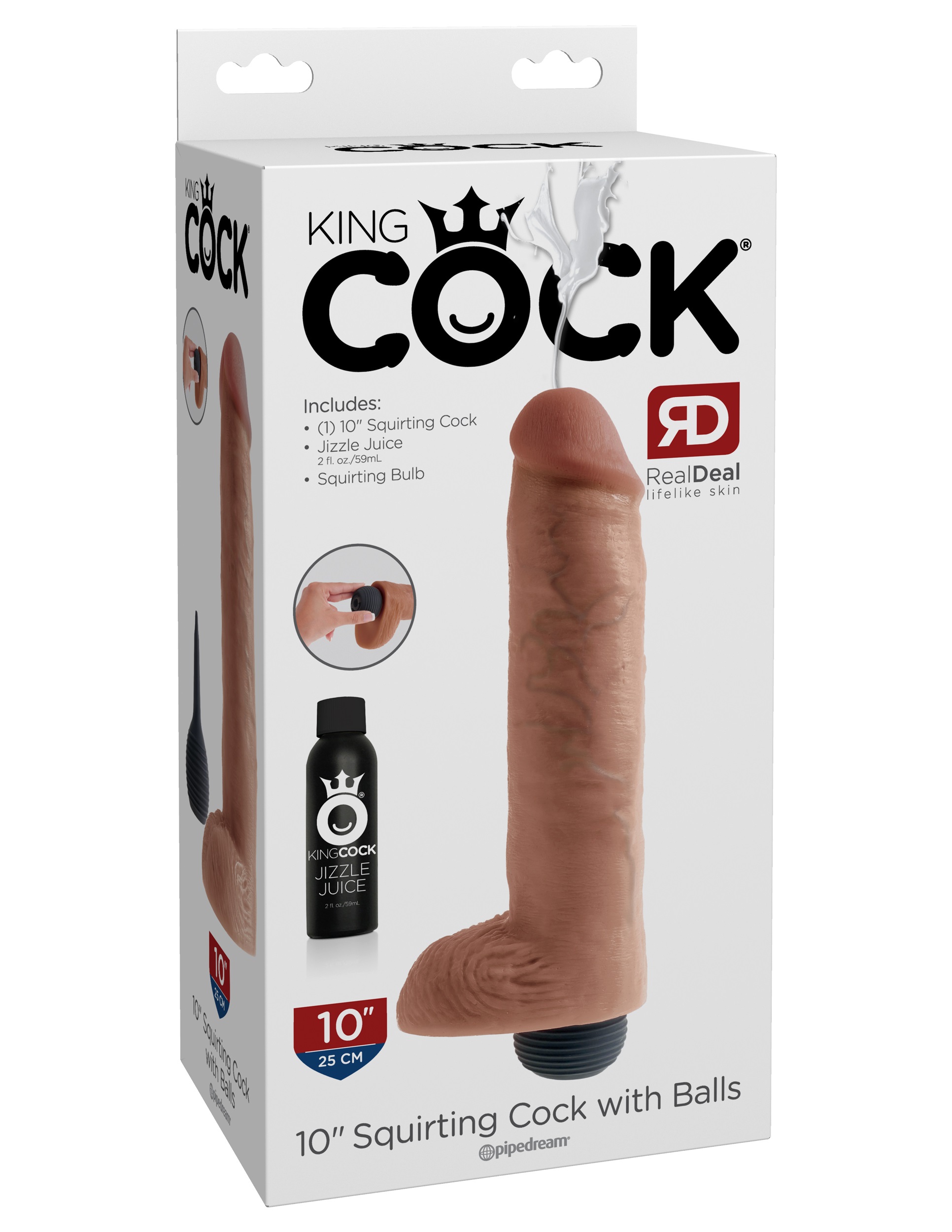 King Cock 10 Inch Squirting Cock With Balls - Light - Image 6