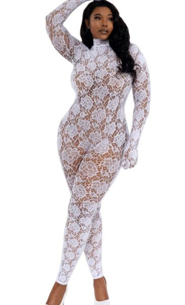Gloved Bodystocking Dmnd - Qs - White