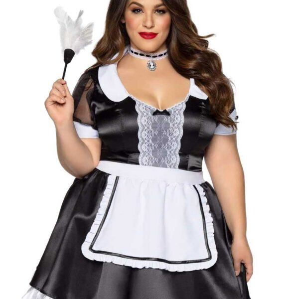 Plus Classic French Maid Costume - 3x/4x - Black / White