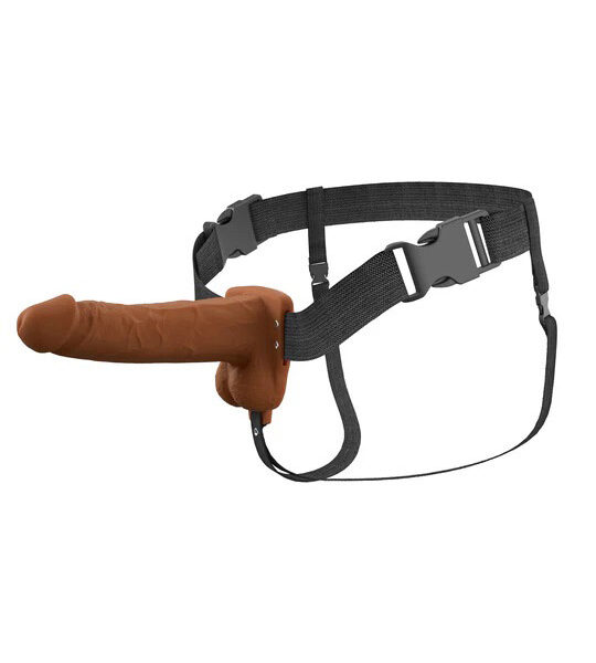 Fantasy X-Tensions Elite 7" Vibrating Hollow Silicone Strap-on - Brown