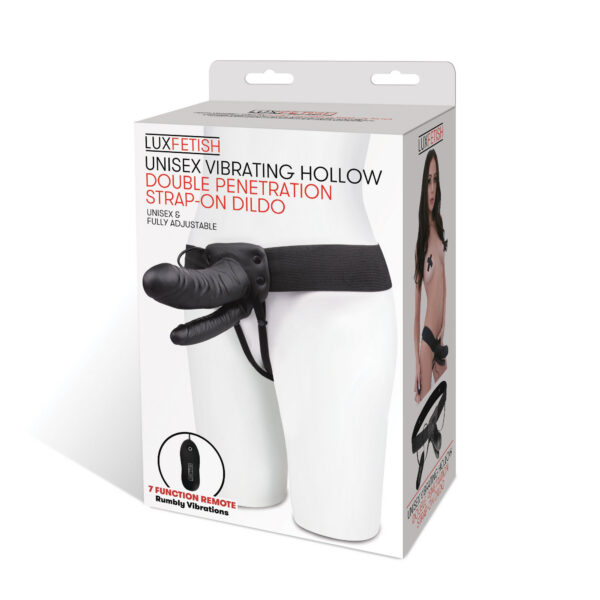 Lux Fetish Unisex Vibrating Hollow Double  Penetration Strap-on Dildo