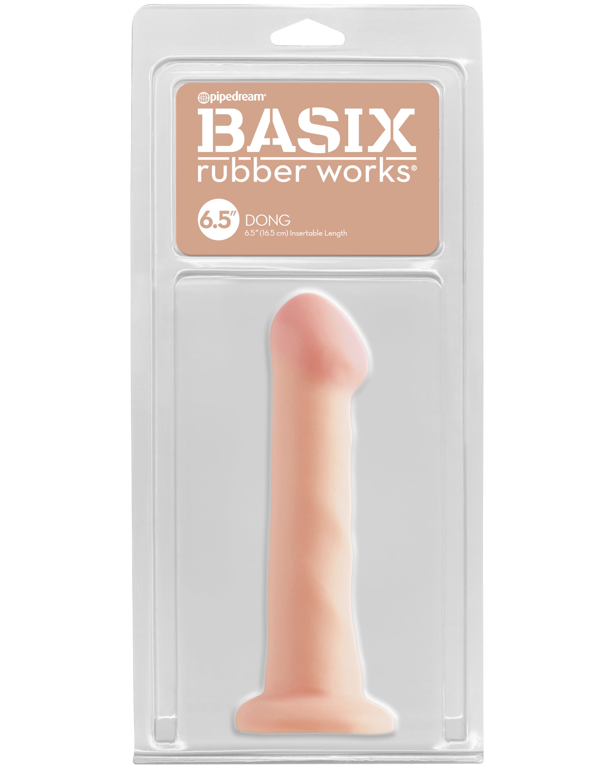 Basix dildos are soft and comfortable with flexibility that easily adapts to any of your favorite positions. The powerful suction cup sticks to most hard surfaces for hands-free fun and doubles as a sturdy base that is compatible with most strap-on harnesses. Insertable Length: 6.5" (16.5 cm)