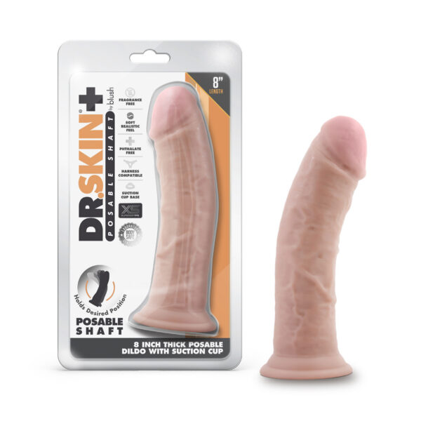 Dr. Skin Plus - 8 Inch Thick Posable Dildo - Vanilla