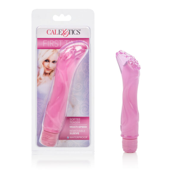 Discreetly sized vibrator with a plusheee soft removable sleeve. Powerful multi-speed vibrations.
