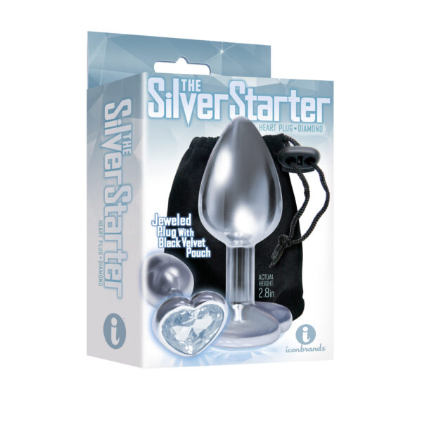 The 9's the Silver Starter Heart Bejeweled Stainless Steel Plug - Diamond