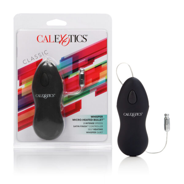 Whisper quiet micro bullet with pinpoint tip heats up with powerful vibrations Ergonomic battery pack with EZ push button control