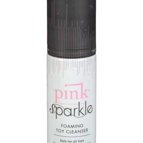 Pink Sparkle Foaming Toy Cleaner with Triclosan is an Alcohol free foaming toy cleaner that is safe for uses on all latex Rubber Silicone and Glass sex toys. Sparkle utilizes Triclosan for a safe anti-bacterial and anti-fungal cleaning solution that will not dry out or damage your toys.
