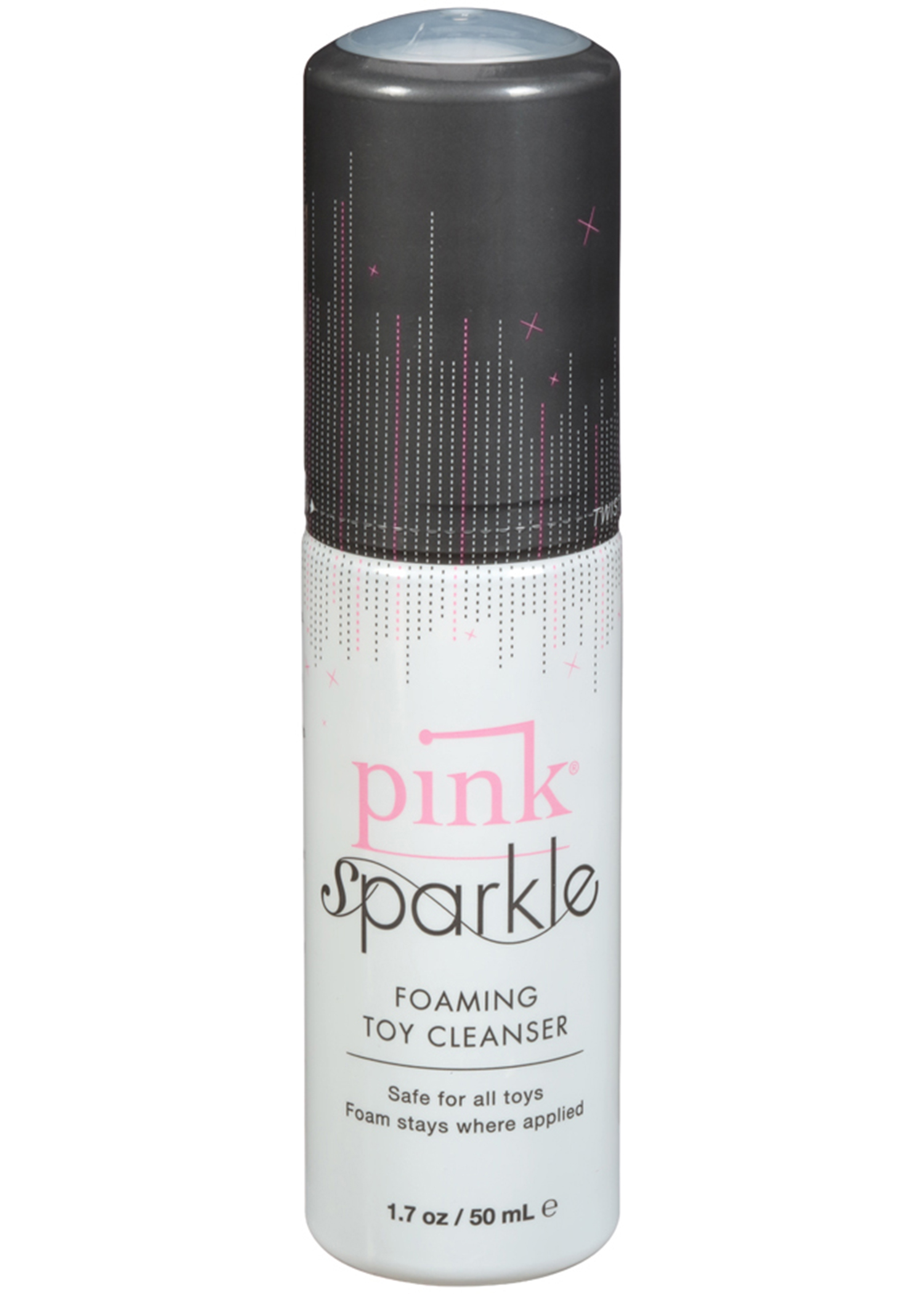 Pink Sparkle Foaming Toy Cleaner with Triclosan is an Alcohol free foaming toy cleaner that is safe for uses on all latex Rubber Silicone and Glass sex toys. Sparkle utilizes Triclosan for a safe anti-bacterial and anti-fungal cleaning solution that will not dry out or damage your toys.