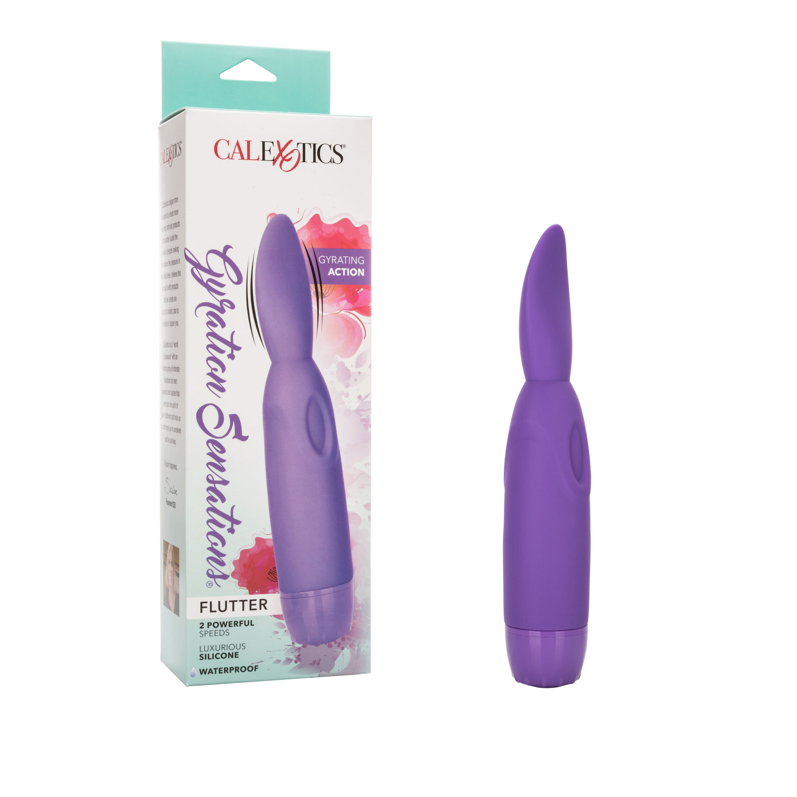 this plushy soft vibrating and gyrating action vibe is the one for you. The Gyration Sensations Flutter is made from durable