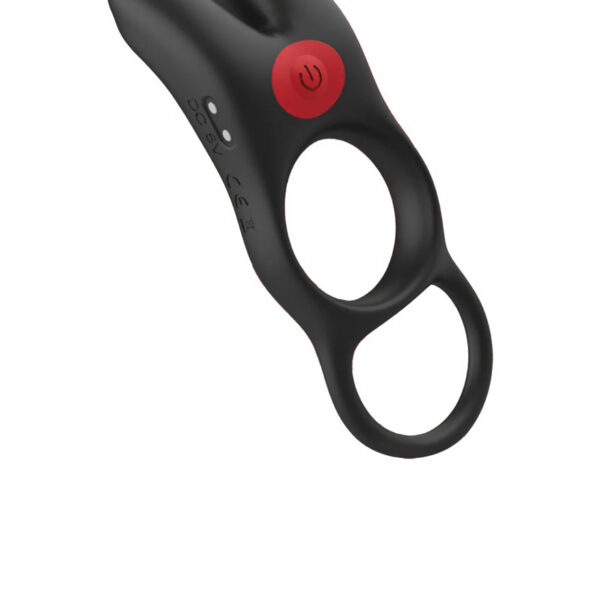 Red Dot Vibrating Cock Ring V1 With Remote - Black/red