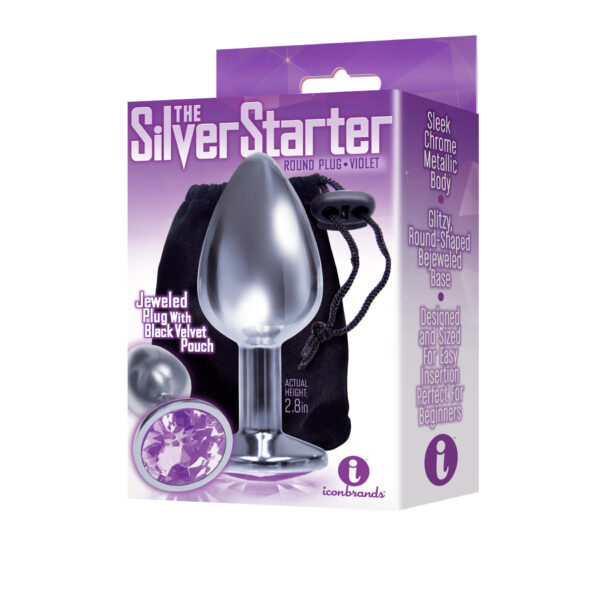 The 9's the Silver Starter Bejeweled Stainless Steel Plug - Violet