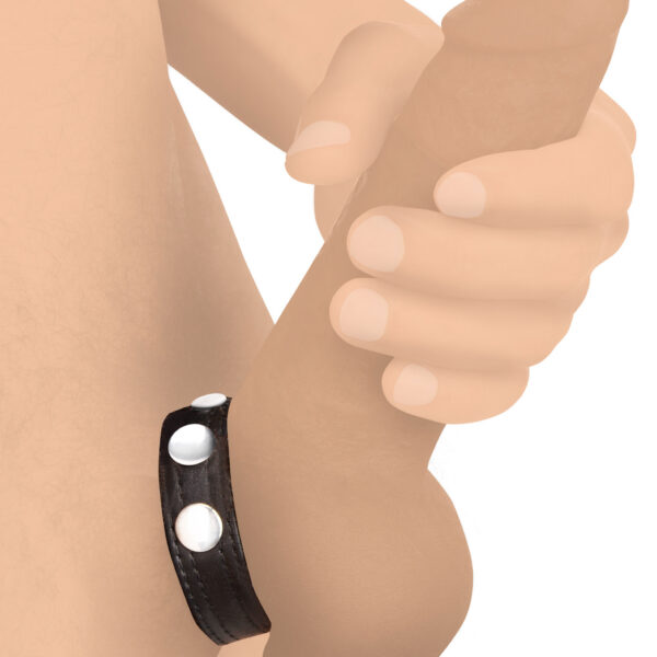 Cock Gear Leather Speed Snap Cock Ring - Black
