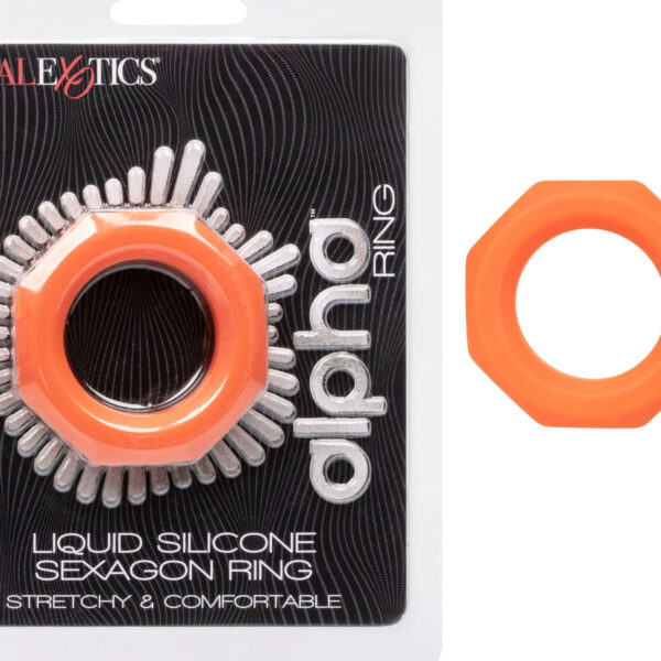 Alpha Liquid Silicone Sexagon Ring - Orange