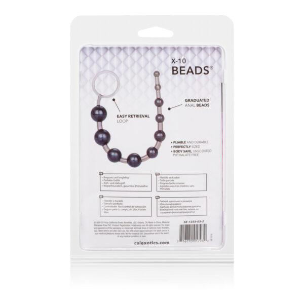 Enjoy extended pleasure and mind-blowing ecstasy with the X-10 Beads. The easy to use anal pleasure tool features graduated beads for tantalizing intimate exploration and intense orgasmic sensations. Use the sturdy and pliable love beads during erotic sensual exploration solo or with a partner. Slip the beads inside for an unforgettable experience every time. <br><br> The exotic beads are made from unscented
